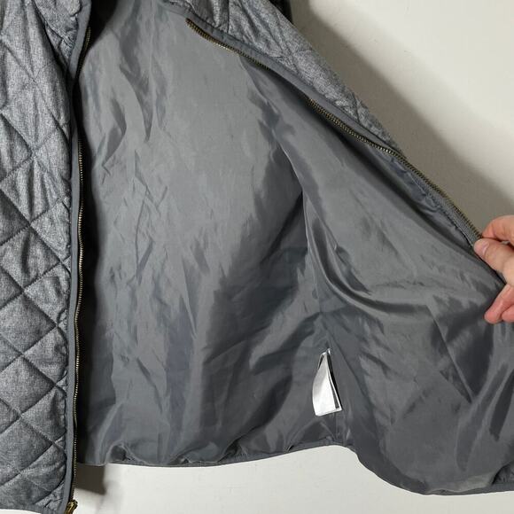 Old Navy Women's Vest Jacket M Heather Gray Quilted Texture Full Zip Lightweight - Picture 4 of 8